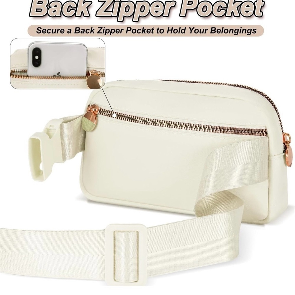 Uygafly Cream Belt Bag - Waterproof Nylon, Adjustable Strap, Letter Q initial - Picture 4 of 8